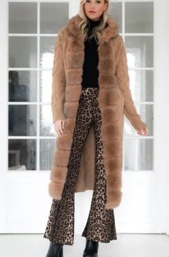 Plain Vanilla - Knitted Cardigan/Jacket with Faux Fur - Camel