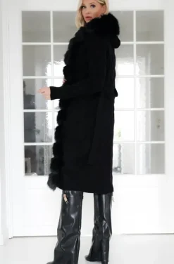 Plain Vanilla - Knitted Cardigan/Jacket with Faux Fur - Black