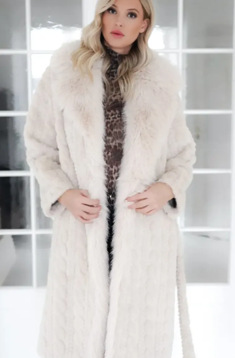 Plain Vanilla - Knitted Coat with Faux Fur - Winter White