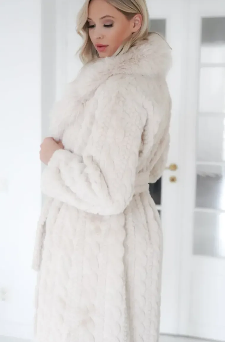 Plain Vanilla - Knitted Coat with Faux Fur - Winter White