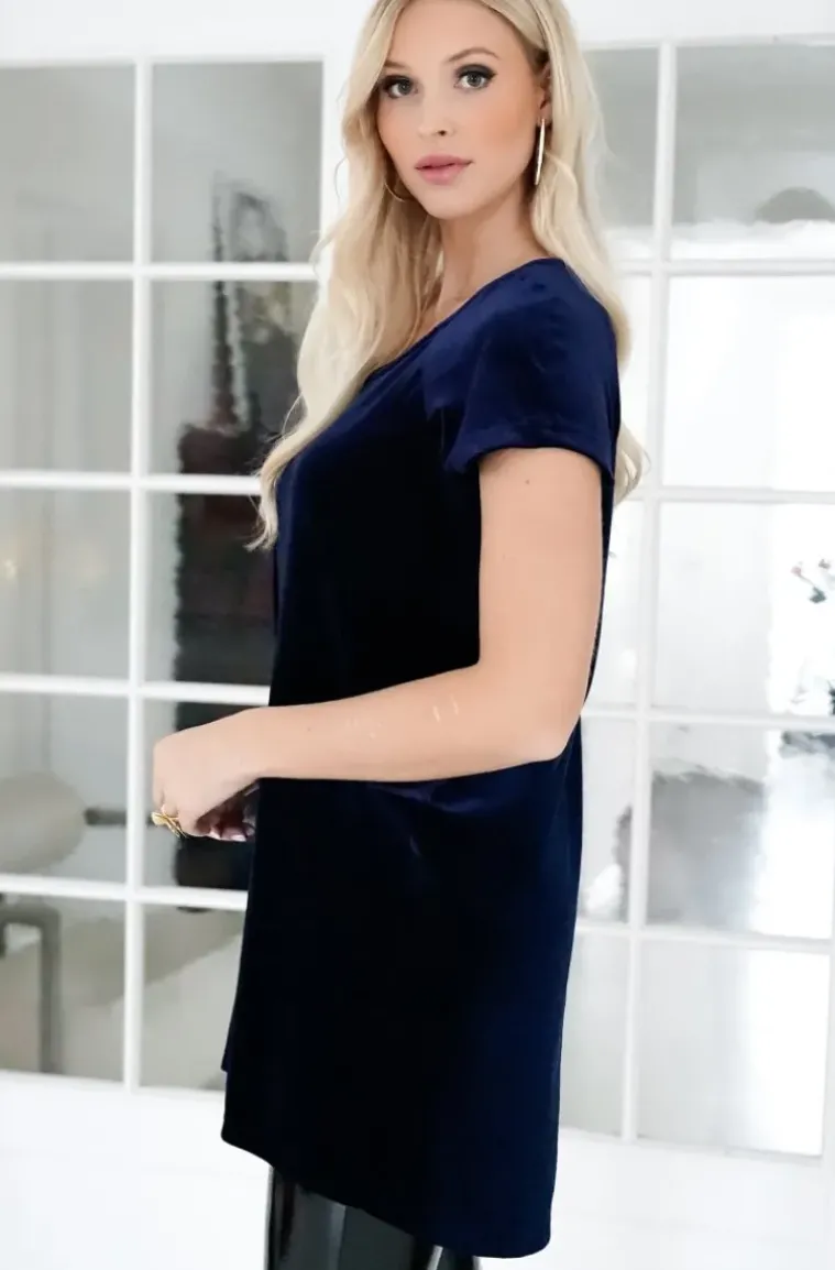 Plain Vanilla - short velvet dress blue