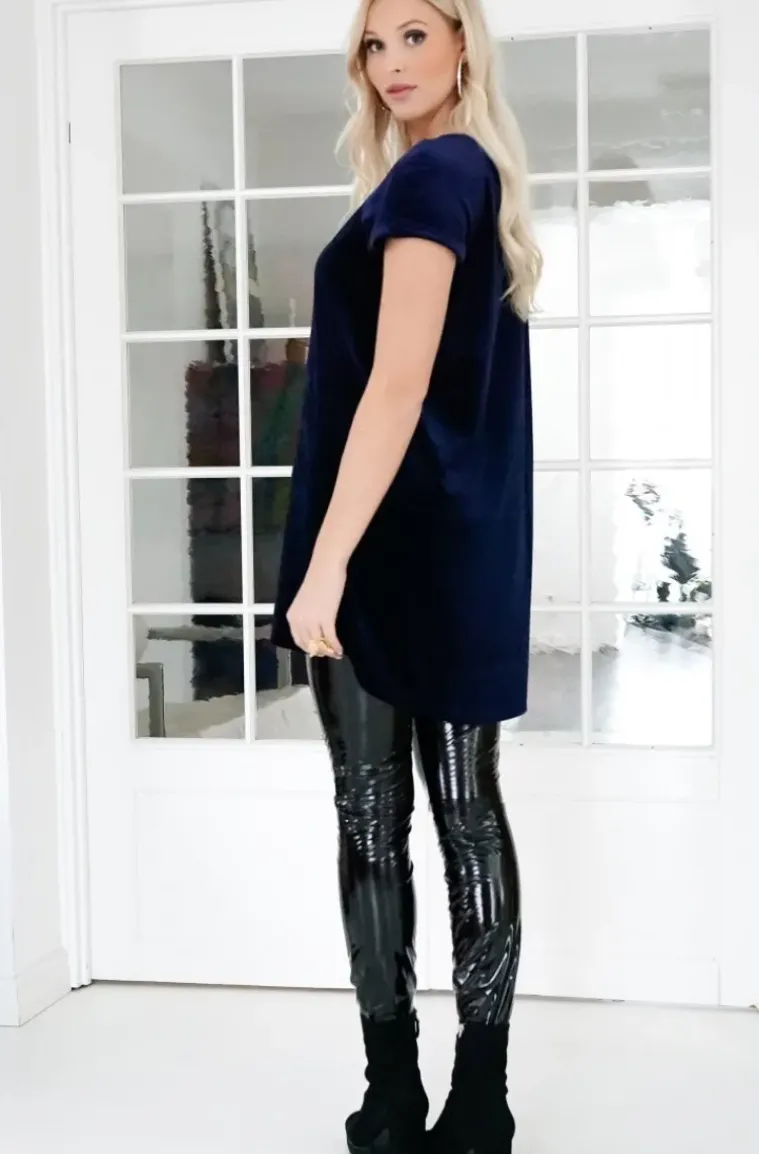 Plain Vanilla - short velvet dress blue