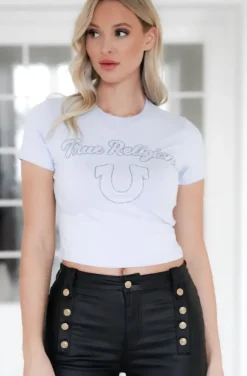 True Religion - Arched Logo Crew Neck Tee - Zen Blue