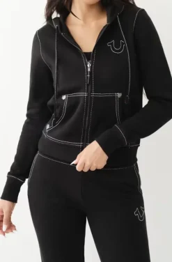 True Religion - Big T Classic Zip Hoodie Jet Black