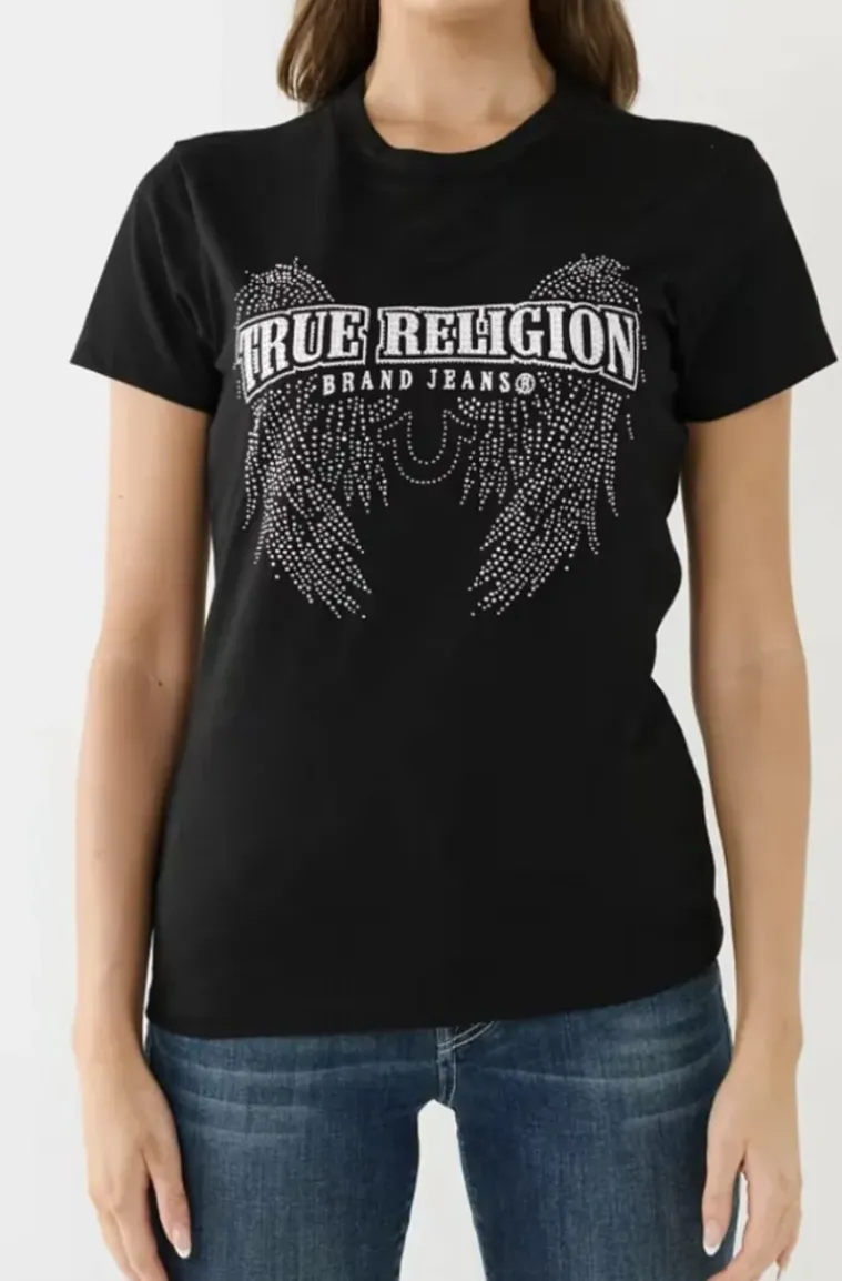 True Religion - Crystal Wing Crew Tee - Black