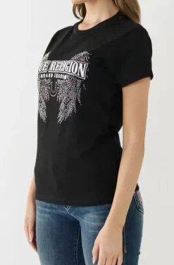 True Religion - Crystal Wing Crew Tee - Black