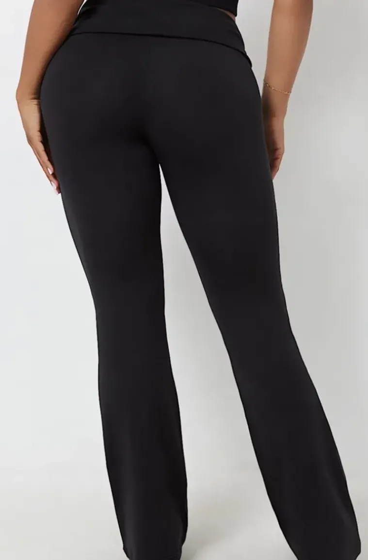 True Religion - Horseshoe Foldover Terry Pants - Jet black