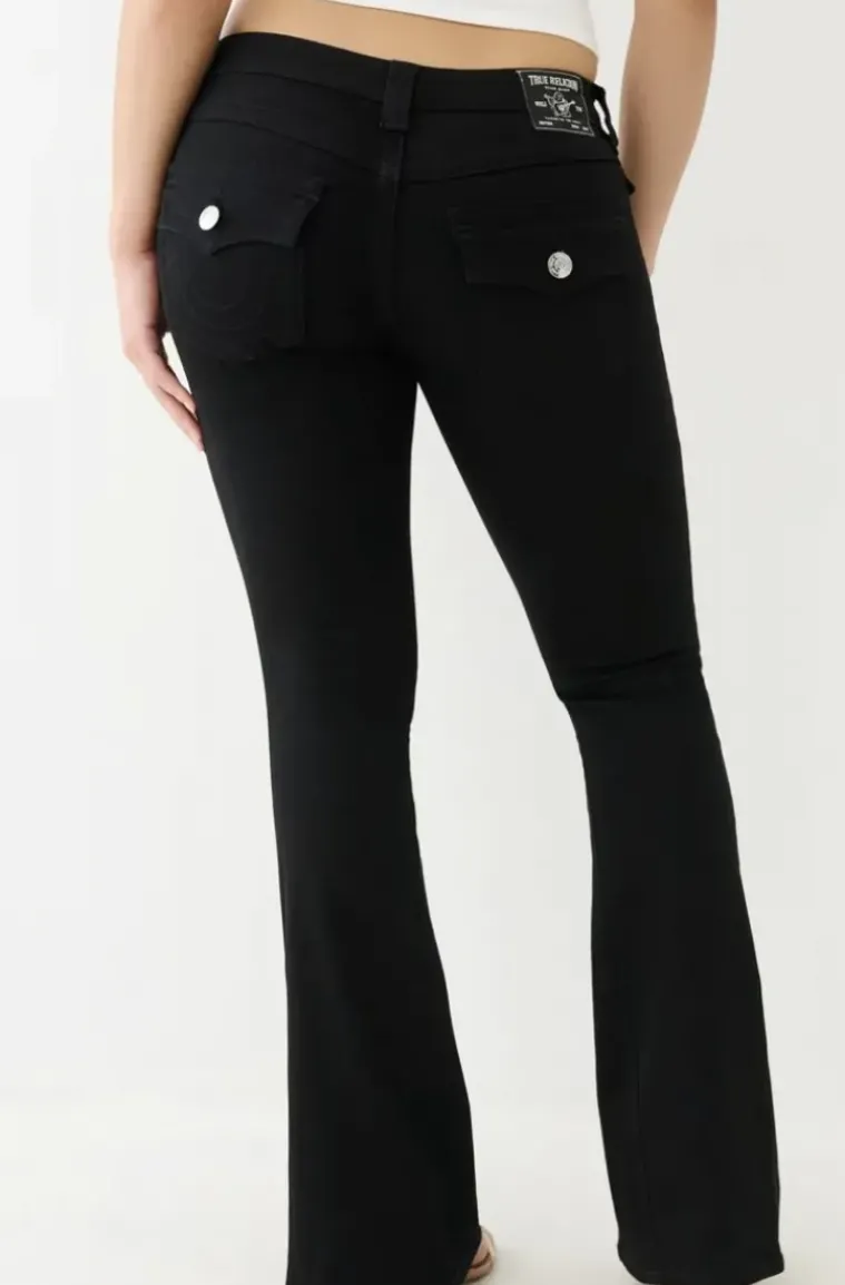 True Religion - Joey Low Rise Flare Black Body Rinse
