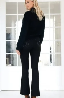 True Religion - Joey Ponte Mid Rise Curvy Flare Jeans Black