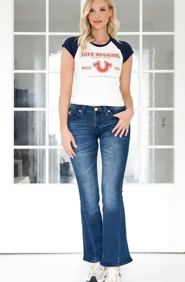 True Religion - Raglan Baby Tee Winter White-Navy