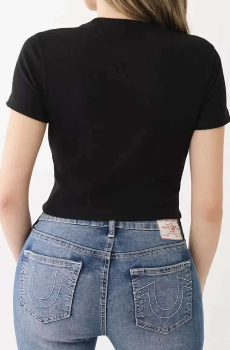 True Religion. Buddha Butterfly Baby Tee - Jet Black