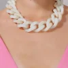 Vanessa Baroni - Big Flat chain necklace - Pearl Marble