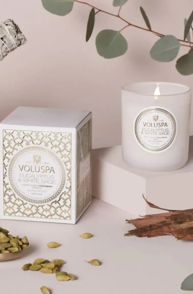 Voluspa - Classic Boxed Candle 60tim - Eucalyptus & White Sage