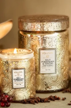 Voluspa - Gilt Pomander & Hinoki - Large Glass Jar