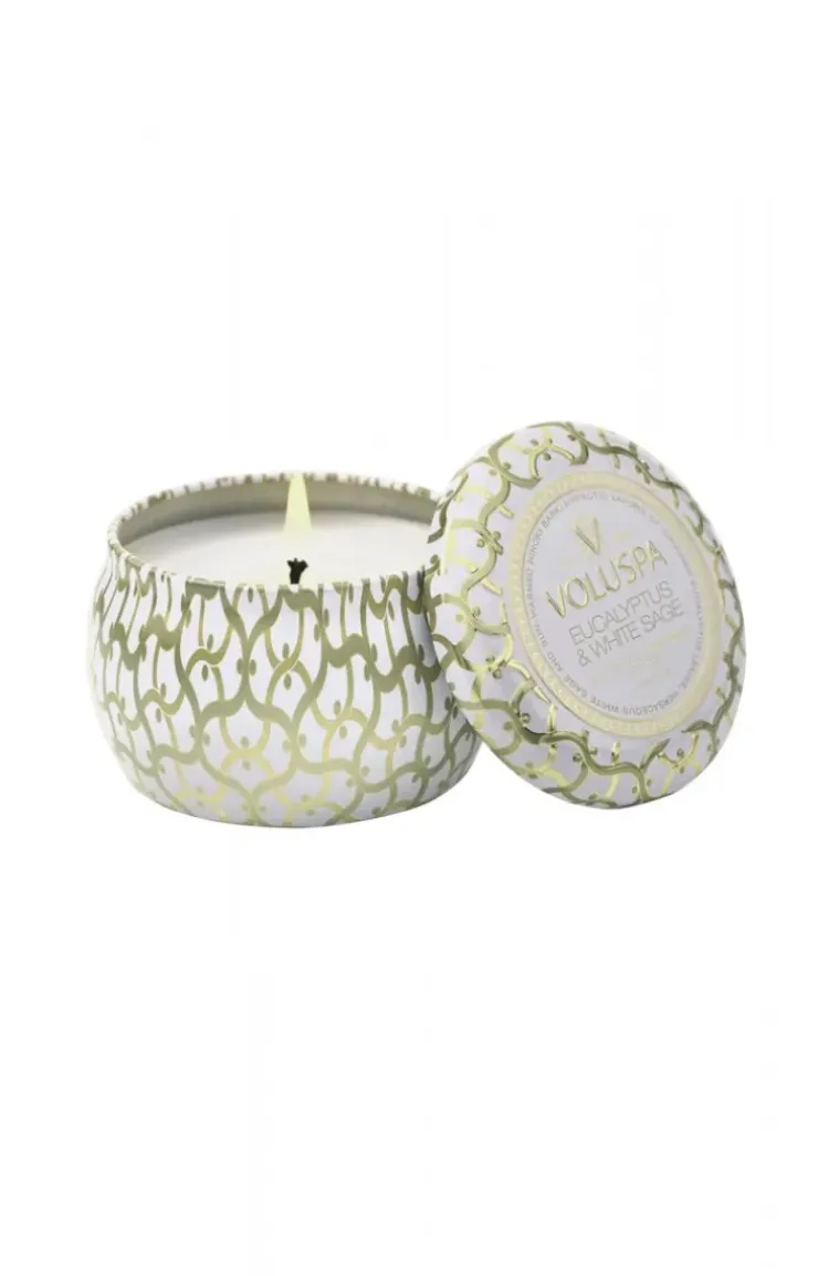 Voluspa - Mini Tin Candle 25tim - Eucalyptus & White Sage